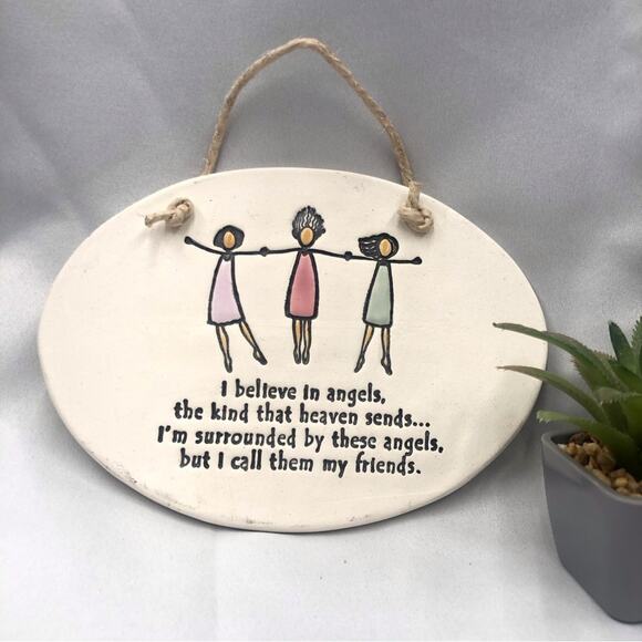 Best Friends August Ceramics Decorative Hanging Wall Plaque - Picture 4 of 13